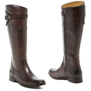 Frye Molly Button Tall Knee High Boots Brown Grey Leather Riding